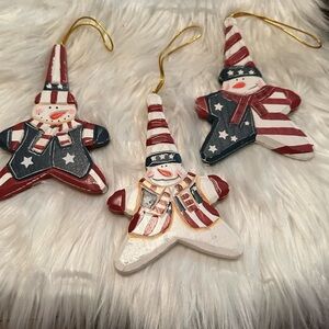 💜3/$15 Patriotic Snowman Star Ornaments - Set of 3